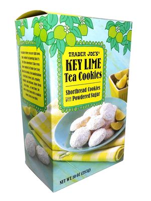 Trader Joes Limited Edition Key Lime Shortbread Tea Cookies with Powdered Sugar, Two 10 Oz Boxes 20 Ounces Total