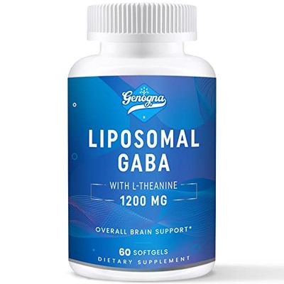 Genogna GABA with L-Theanine Supplement 1200mg - High Bioavailable Liposomal GABA Supplements, 60 Capsules for Adults