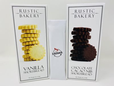 Generic Rustic Bakery Cookies Bread - Chocolate Cacao Nib Shortbread Cookies &amp; Vanilla Short Bread - Low Sodium Thin Cookie Variety Bundle - 4oz- 2Pk