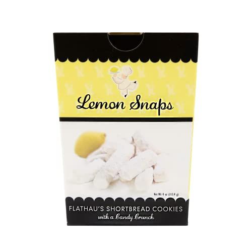 Flathau&#39;s Fine Foods Powdered Shortbread Snaps - Gourmet Coffee &amp; Tea Soft Crunch Cookies In Vacuum Sealed Foil For Fresh Baked Taste - Perfect Holiday Birthday Gift - 4oz Bulk Pack of 6, Lemon