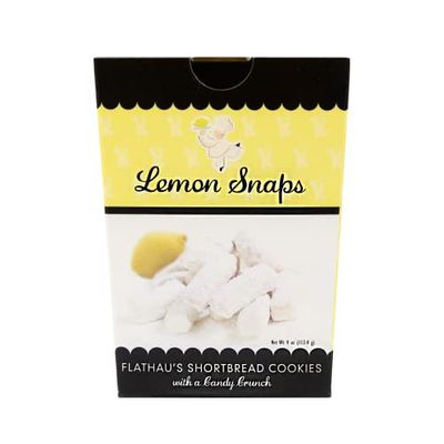 Flathau&#39;s Fine Foods Powdered Shortbread Snaps - Gourmet Coffee &amp; Tea Soft Crunch Cookies In Vacuum Sealed Foil For Fresh Baked Taste - Perfect Holiday Birthday Gift - 4oz Bulk Pack of 6, Lemon