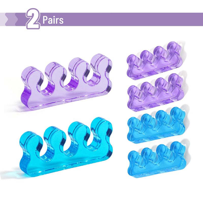 DR. JK- Toe Separators for Pedicure, 2 Pairs, Blue &amp; Purple, Toe Separators for Women Pedicure, Toe Spreaders for Women, Gel Toe Spacers for Pedicures, Pedicure Toe Separators for Women, Toe Dividers