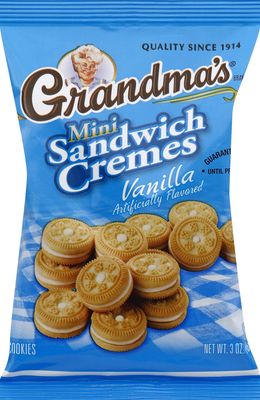 Grandma&#39;s Sandwich Creme Cookies, Vanilla Mini, 3 Ounce Pack of 18