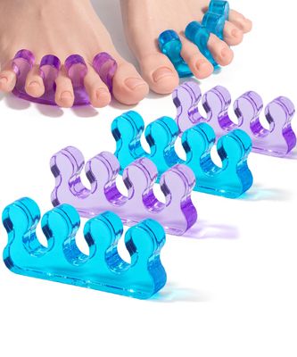 DR. JK- Toe Separators for Pedicure, 2 Pairs, Blue &amp; Purple, Toe Separators for Women Pedicure, Toe Spreaders for Women, Gel Toe Spacers for Pedicures, Pedicure Toe Separators for Women, Toe Dividers