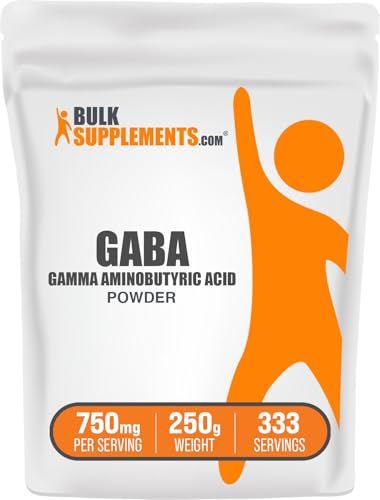 BulkSupplements.com GABA Powder - Gamma Aminobutyric Acid, GABA Supplement, GABA 750mg - Amino Acid Supplement, Gluten Free, 750mg per Serving, 250g 8.8 oz Pack of 1