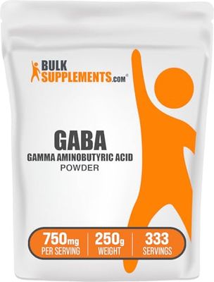 BulkSupplements.com GABA Powder - Gamma Aminobutyric Acid, GABA Supplement, GABA 750mg - Amino Acid Supplement, Gluten Free, 750mg per Serving, 250g 8.8 oz Pack of 1
