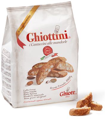 Ghiott Ghiottini Almond Biscotti Cookies 1Killogram 2.2 Pound Package Italian Import