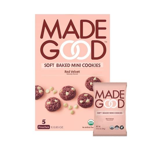 MadeGood Red Velvet Soft-Baked Cookies, 0.85oz Each, Organic Snacks