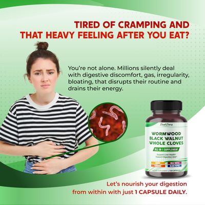 PEAKPURY All-in-1 Wormwood Black Walnut Whole Cloves Ginger - Supports Liver Health &amp; Aids Digestion - Made in The USA -150 Capsules