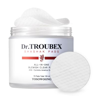 TOSOWOONG Shashak Toner Pads, Exfoliating Facial Wipes with Salicylic Acid and Centella Asiatica, Cleansing for Makeup and Blackheads, Exfoliate and Moisturize, Dual-Sided, 70 Pads, 155ml, 5.2 fl. oz.