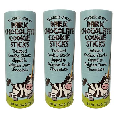 Trader Joe&#39;s Dark Chocolate Cookie Sticks Dipped in Belgian Chocolate - Pack of 3 - 2.65oz Each