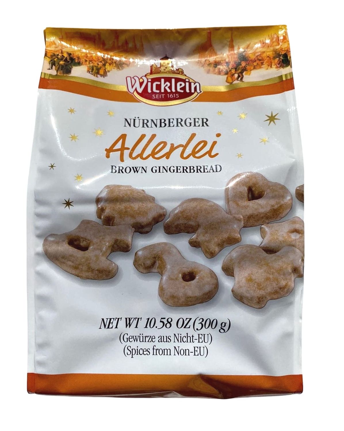 Wicklein Allerlei Nurnberger Lebkuchen Iced Gingerbread Shapes Bag, 10.5 oz