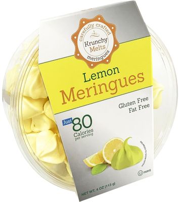 Krunchy Melts Original Meringue Cookies - Lemon Flavor - Only 80 Calories Per Serving - Fat Free, Gluten Free, Dairy Free 4 Oz