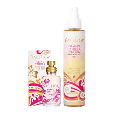 Pacifica Island Vanilla Spray Perfume &amp; Hair and Body Mist Set - Tahitian Vanilla Clean Fragrance Duo, Essential Oil Blend, Alcohol-Free HairBody Mist Clean Beauty 100 Vegan &amp; Cruelty-Free