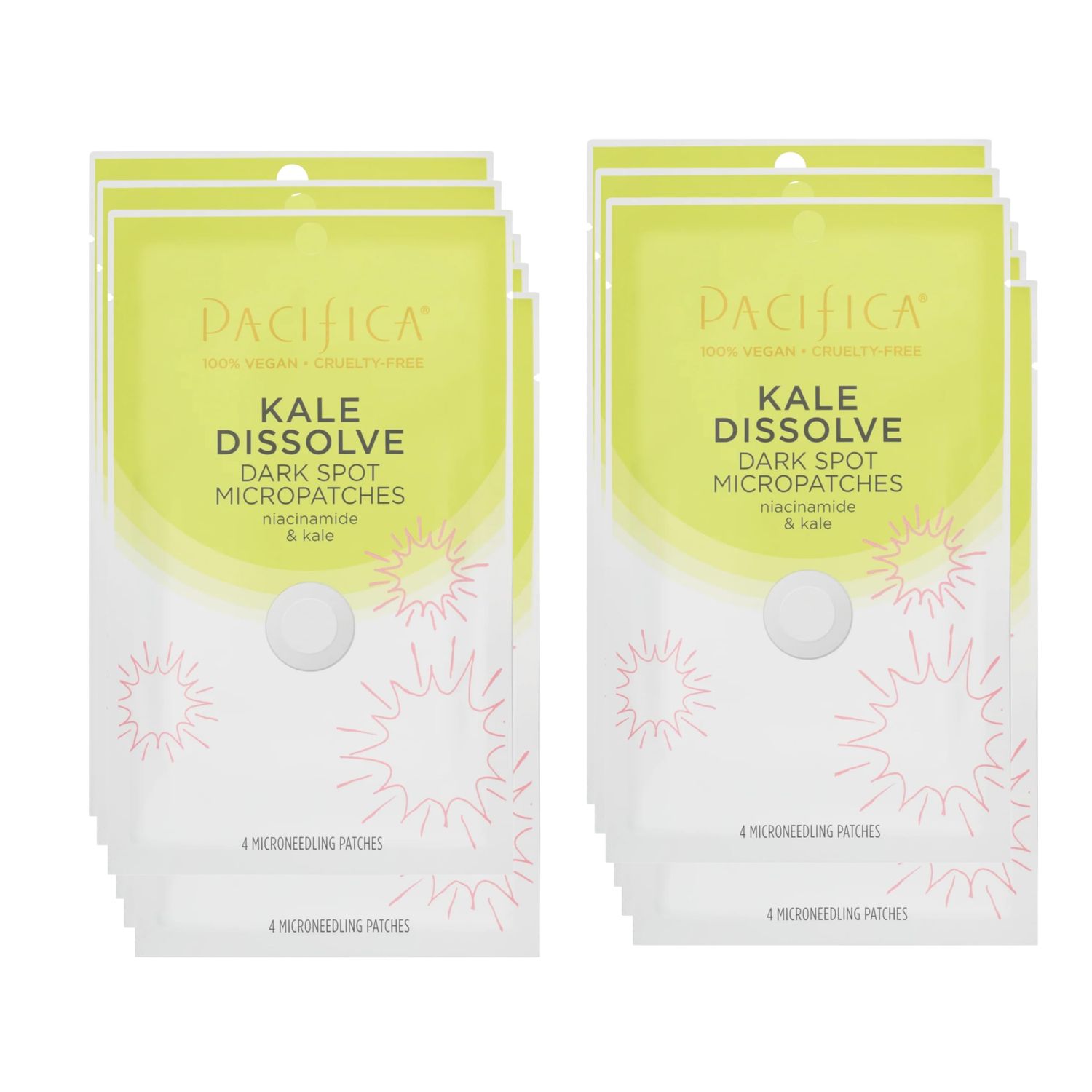 Pacifica Dark Spot Dissolving Micropatches - Microneedling Dots w Niacinamide 12-PACK Tranexamic Acid &amp; Kale to Fade Post-Acne Marks and Age Spots, Brightening Patch Treatment, Clean Vegan Skincare