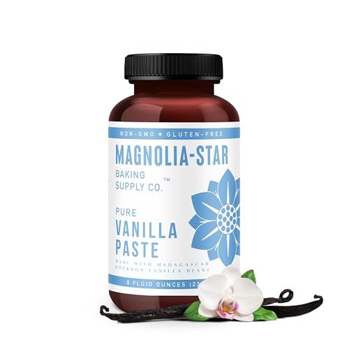 Magnolia-Star Vanilla Bean Paste, 8 oz. Bottle, Made with Organic Agave, Vanilla Bean Powder &amp; Double Strength Pure Vanilla Extract, Perfect for Cakes, Ice Cream, Whipped Cream &amp; Pudding