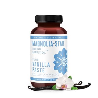 Magnolia-Star Vanilla Bean Paste, 8 oz. Bottle, Made with Organic Agave, Vanilla Bean Powder &amp; Double Strength Pure Vanilla Extract, Perfect for Cakes, Ice Cream, Whipped Cream &amp; Pudding