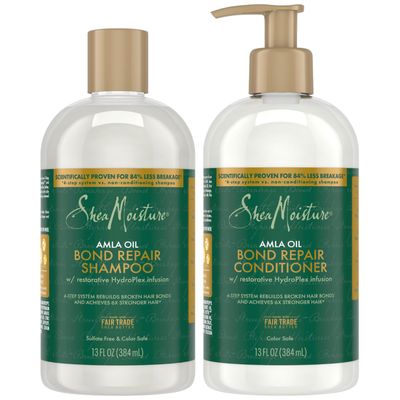 SheaMoisture Bond Repair Shampoo &amp; Conditioner Set - Frizz Control, Strengthening Hair Breakage Repair Treatment with Amla Oil, 13 Oz Ea