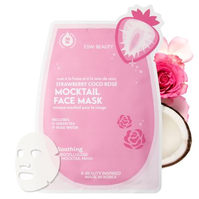 ESW Beauty Strawberry Coco Rose Soothing Biocellulose Mocktail Mask