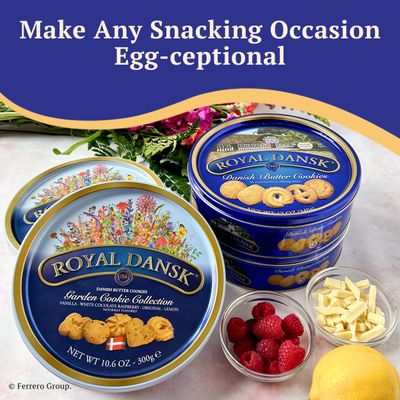 Royal Dansk Garden Cookie Collection &amp; Danish Butter Cookies, 4-Pack, Includes Two 12 oz and Two 10.6 oz Tins