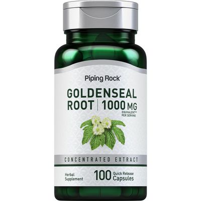 Piping Rock Goldenseal Root Capsules 1000mg 100 Count Herbal Supplement Concentrated Extract Non-GMO, Gluten Free