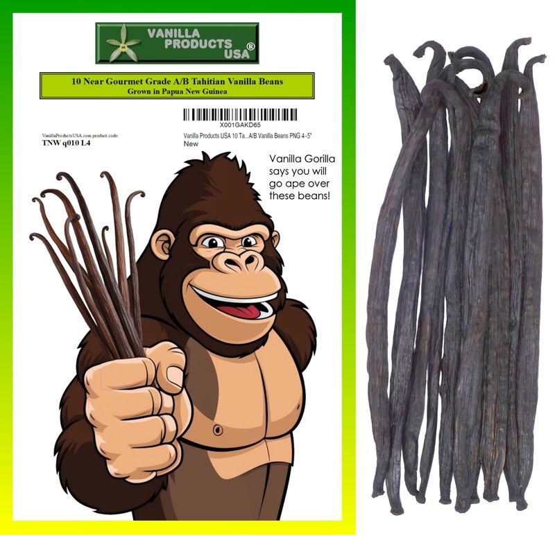 Vanilla Products USA 10 Tahitian Near Gourmet Grade AB Vanilla Beans PNG 45