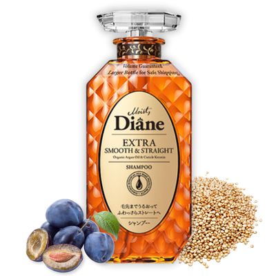 Moist Diane Keratin Shampoo for Frizzy Hair &amp; Coarse Hair Women and Men, Organic Hair Care with Argan Oil &amp; Plum Oil from Japan, Sulfate &amp; Silicone Free, EXTRA SMOOTH &amp; STRAIGHT, 15.2 Fl Oz