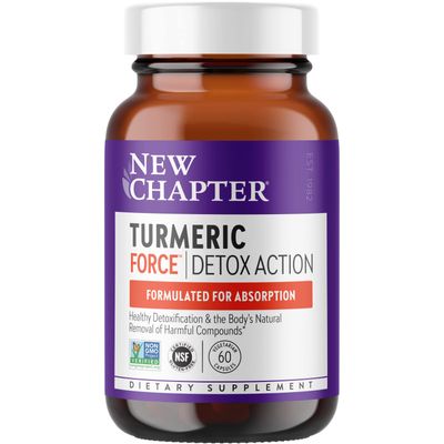New Chapter Turmeric Supplement Daily Detox Turmeric Force Detox Action with Green Tea Ginger NO Black Pepper Needed NonGMO Ingredients Vegetarian Capsule, 60 Count