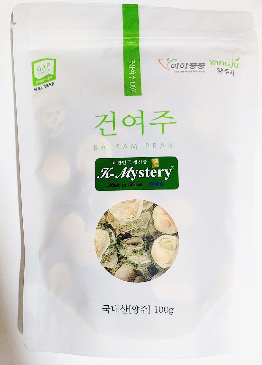 K-Mystery Non Pesticide Bitter Melon, Bitter Gourd, ??? ???, ??? 3.5oz 100g for Bitter Melon Tea, Made in Korea 100 pecent, Green