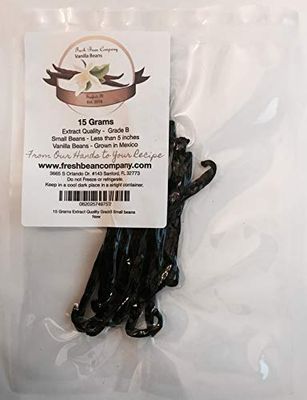 15 Grams Extract Grade B Small Mexican Vanilla Beans 15 Grams
