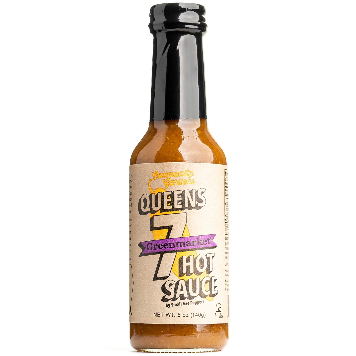 Small Axe Peppers, Queens 7 Hot Sauce - All Natural, Kosher, non-GMO, Community Garden Grown Ghost Pepper Gourmet Hot Sauce, Featured on HOT ONES!