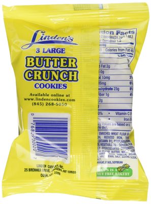 Linden's Butter Crunch Cookies 3 Cookies Per Pack 18 -1.75 Oz. Packs Per Box
