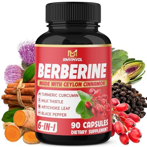 Berberine, Ceylon Cinnamon, Turmeric, Milk Thistle, Artichoke, Black Pepper - 90 Capsules for Digestion, Immunity 3-Month Supply