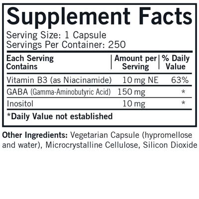 Kirkman - GABA with Niacinamide &amp; Inositol - 250 Capsules - Supports Relaxation - Supports Restful Sleep - Hypoallergenic