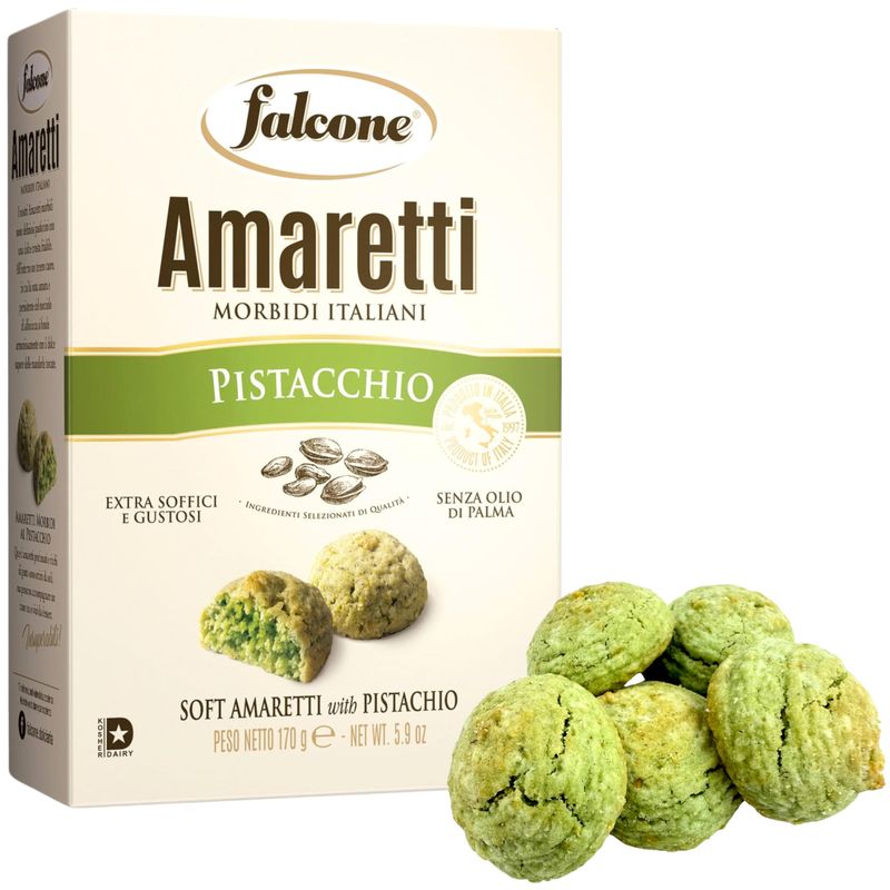 Falcone Soft Pistachio Amaretti Cookies from Italy 5.9 oz 170g Italian Amaretti Morbidi - Pistachio Biscotti