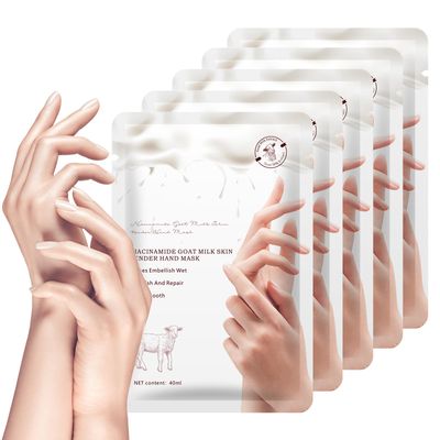 BYOTOUTY Moisturizing Hand Mask Glove with Niacinamide and Goat Milk 5 pack, Hydrating Hand Masks for Dry Cracked Hands, Hand Mask Gloves for Soft and Smooth Touch Hands, Remove Dead Skin, Rough Skin
