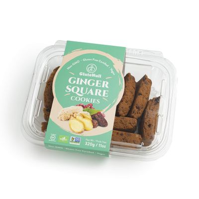GluteNull Ginger Square Cookies - Vegan, Gluten Free, Chewy Gingerbread