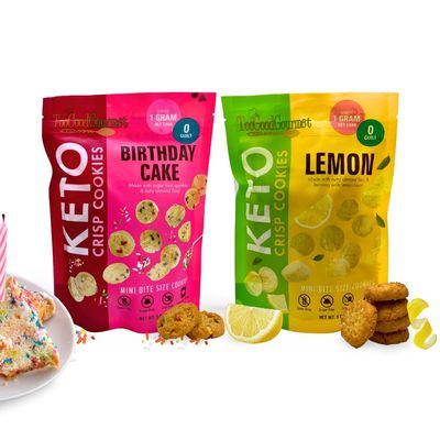 New Too Good Gourmet Low Carb Keto Snack 2 Pack Lemon and Birthday Cake Flavor Sugar Free Cookies Perfectly Baked Gluten-Free Grain-Free Keto Cookies Zero Sugar Snacks