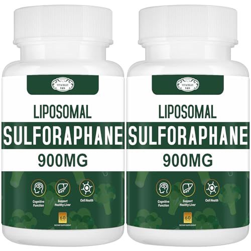 900MG Liposomal Sulforaphane Supplement Broccoli Extract, Liver Supplement for Antioxidant, Digestion, Cellular Health 120 Capsules