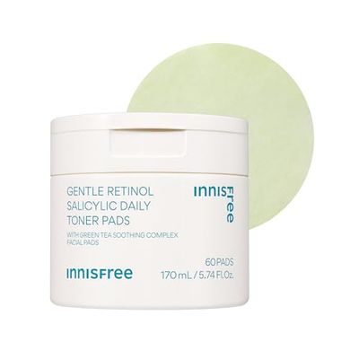 innisfree Daily Gentle Retinol Salicylic Toner Pads, Korean Sheet Mask Pad for Acne-Prone Skin