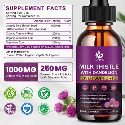 Milk Thistle Supplement for Liver Cleanse Detox & Repair, Liver Detox Drops with Organic Milk Thistle Seed, Artichoke Extract, Dandelion, Turmeric and Vegan, Non-GMO, Gluten-Free 2 Pack, 1 Fl Oz