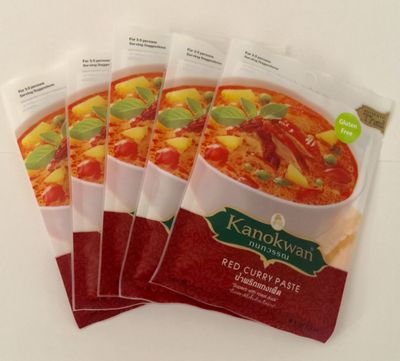 Red Curry Paste Kaeng PedThai Authentic Herbal Food Net Wt 50 G 1.76 Oz. Kanokwan Brand X 5 Bags