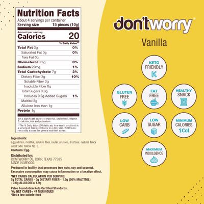 Don't Worry Meringue Cookies Keto Friendly Strawberry &amp; Vanilla 2 Pack Only 1 Calorie per piece Healthy Candy, Gluten Free Snacks, Low Carb, Low Sugar, Low Calories