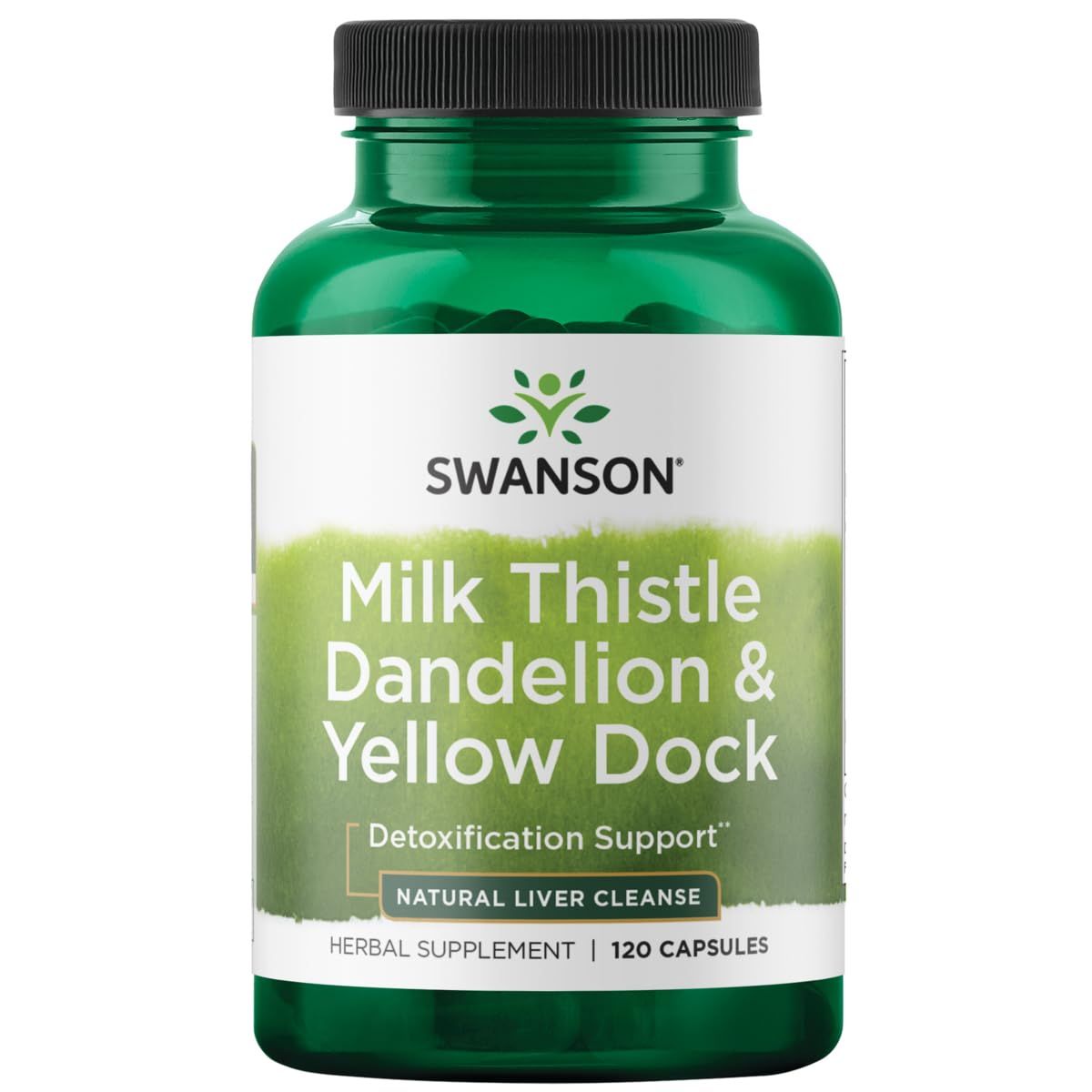 Swanson Milk Thistle, Dandelion &amp; Yellow Dock - Herbal Liver Support Supplement - Natural Supplement Helping to Maintain Overall Health &amp; Wellbeing - 120 Capsules 1 Pack