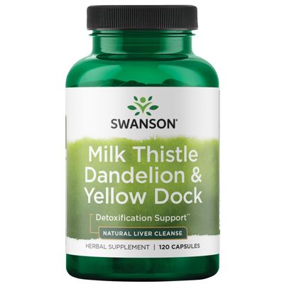 Swanson Milk Thistle, Dandelion &amp; Yellow Dock - Herbal Liver Support Supplement - Natural Supplement Helping to Maintain Overall Health &amp; Wellbeing - 120 Capsules 1 Pack