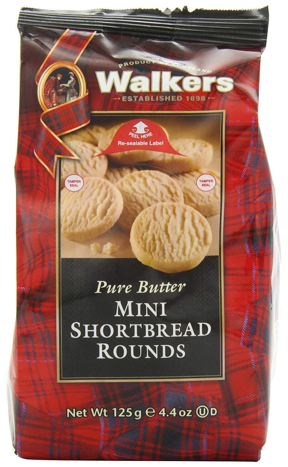 Walker&#39;s Shortbread Mini Rounds Cookies, Pure Butter Shortbread Cookies, 4.4 Oz Bag Pack of 6
