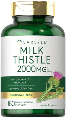 Carlyle Milk Thistle 2000mg 180 Capsules with Dandelion &amp; Yellow Dock Non-GMO, Gluten Free