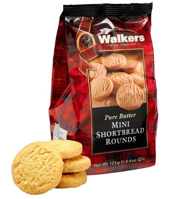 Walker's Shortbread Mini Rounds Cookies, Pure Butter Shortbread Cookies, 4.4 Oz Bag Pack of 6