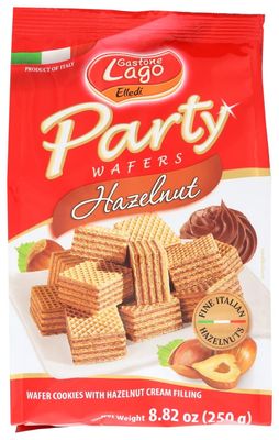 Gastone Lago Party Wafers Hazelnut Cream Filling 8.82 oz, 250g Pack of 2 Hazelnut, 2-Pack
