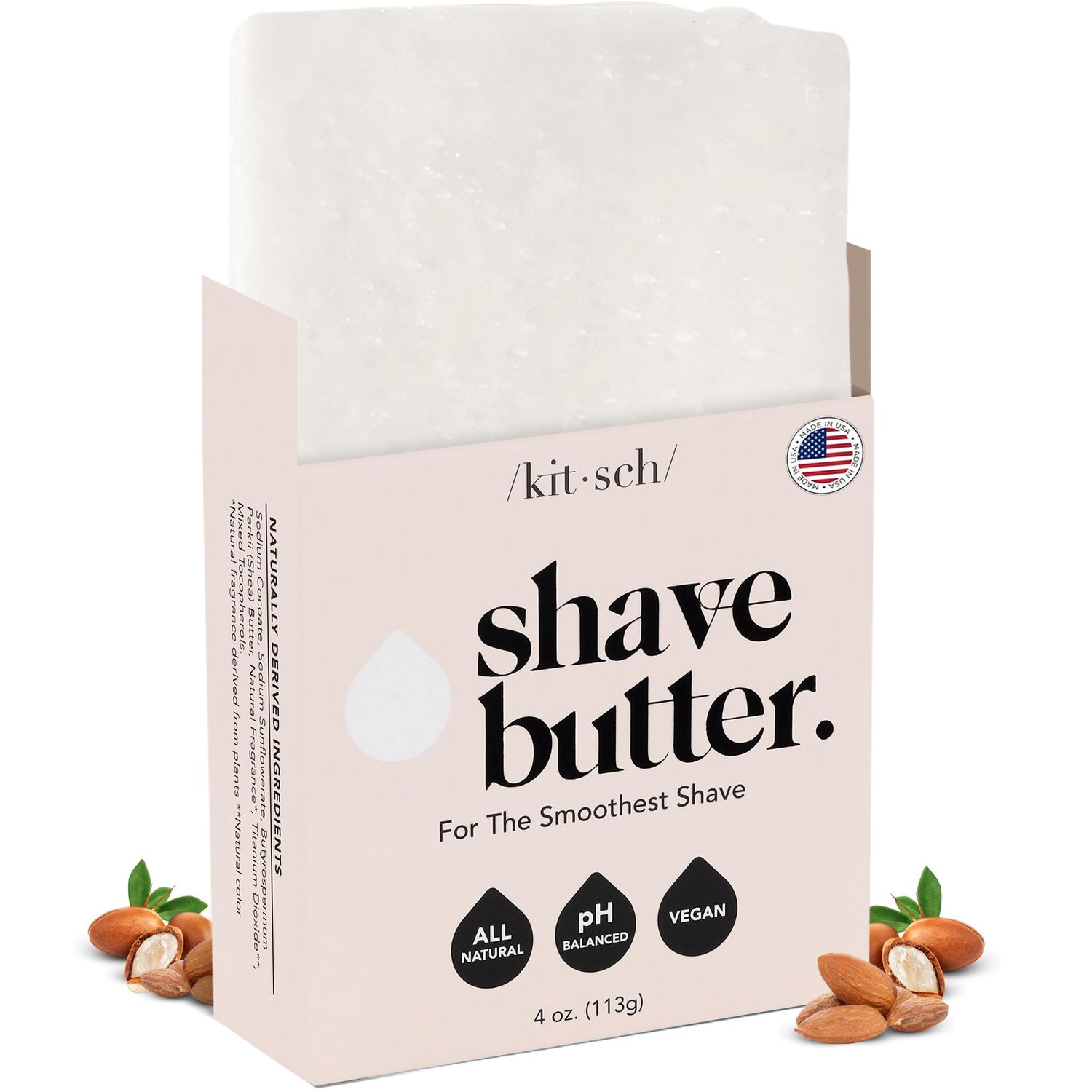 Kitsch Shaving Soap for Women - Hydrating Shave Soap for Sensitive Skin Paraben-Free, Sulfate-Free Shave Bar for Soft, Smooth Skin - 4oz